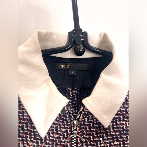 Maje Jacquard Robe Courte Trapez Mid-length Wool Dress size 1 - Picture 3 of 10